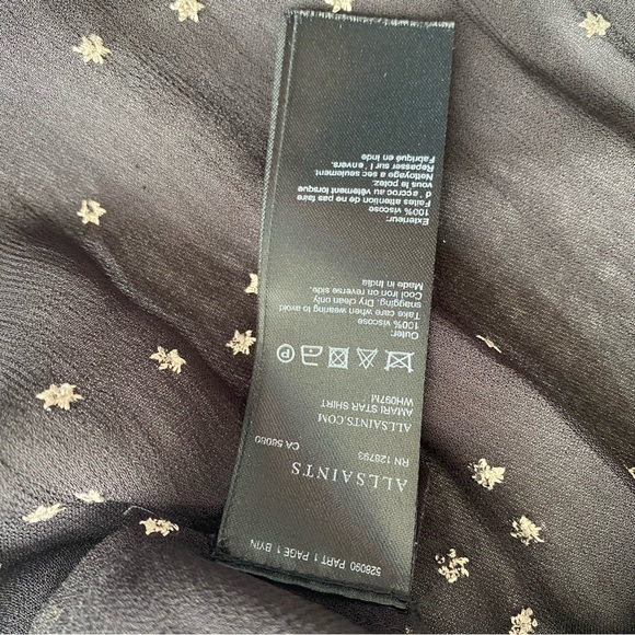 AllSaints Amari Star Embroidered Shirt Size Medium - Picture 14 of 15